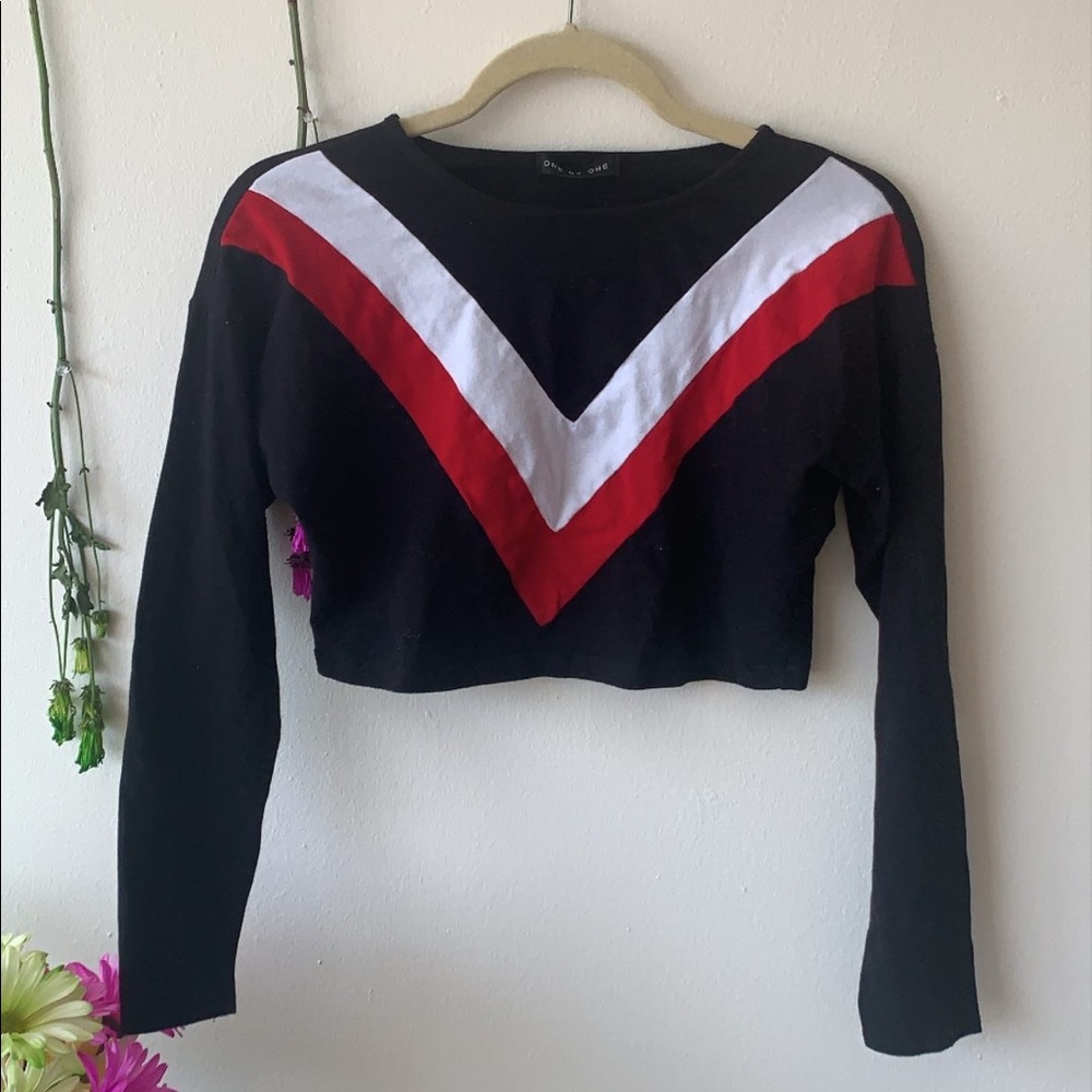 Chevron cropped long sleeve tee